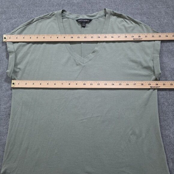 T Shirt Women L Lot of 2 Banana Republic Olsen Yellow Green SS Cotton Mix Casual - Picture 5 of 16